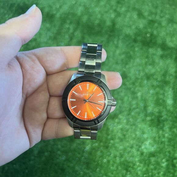 Mens Invicta Pro Diver Stainless Steel Orange Dial Men's Wrist Watch Pre Owned - Picture 1 of 5